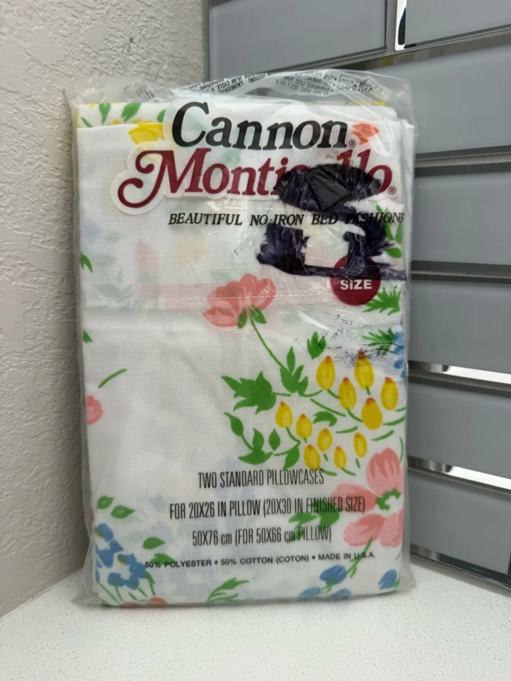 Vintage Cannon Monticello Floral Standard Pillowcases 60s 70s 80s New Old Stock